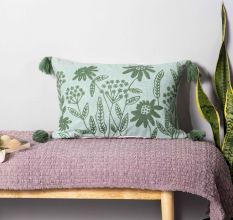 Green Meadow Tassel Pillow Cover