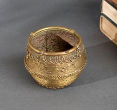 Vintage Brass Measurement Pot from Odisha for Traditional Indian Decor