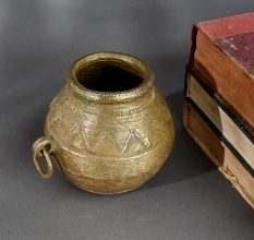 Handcrafted Tribal Detailing Brass Measuring Pot from Odisha