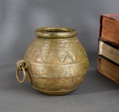 Handcrafted Tribal Detailing Brass Measuring Pot from Odisha