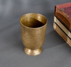 Vintage Holy Brass Glass Traditional Handcrafted Tumbler for Pooja Rituals and Home Decor
