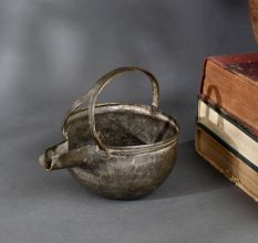 Vintage Brass Serving Pot Traditional Handcrafted Vessel with Handle for Rustic Kitchen and Decor