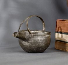 Vintage Brass Serving Pot Traditional Handcrafted Vessel with Handle for Rustic Kitchen and Decor