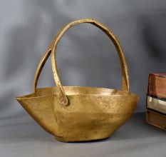 Vintage Brass Copper Serving Pot Traditional Handcrafted Water Vessel for Temple