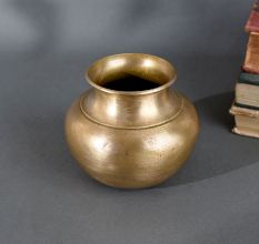 Indian Brass Holy Water Pot Handcrafted Kalash for Pooja, Rituals & Temple Use