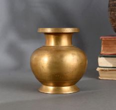 Beautiful Brass Holy Water Pot Handcrafted Indian Lota for Rituals