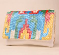 Aurora Mirage Hand-Beaded Clutch with Elegant Chain Strap