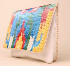 Aurora Mirage Hand-Beaded Clutch with Elegant Chain Strap