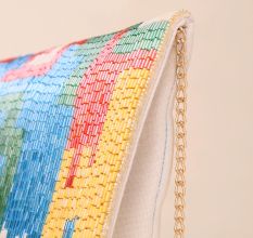 Aurora Mirage Hand-Beaded Clutch with Elegant Chain Strap