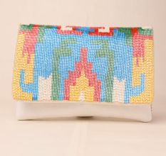 Aurora Mirage Hand-Beaded Clutch with Elegant Chain Strap