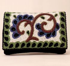 Enchanted Garden Embroidered Beaded Sling Clutch with Chain Strap