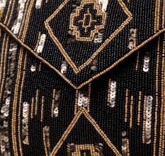 Golden Legacy Hand-Beaded Clutch with Elegant Chain Strap