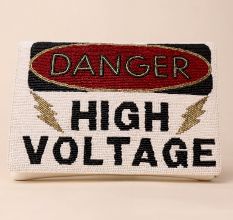 High Voltage Glam Hand-Beaded Statement Clutch with Chain Strap