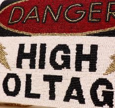 High Voltage Glam Hand-Beaded Statement Clutch with Chain Strap