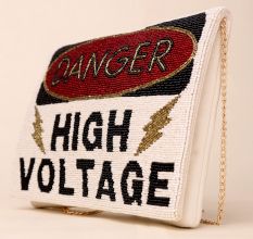 High Voltage Glam Hand-Beaded Statement Clutch with Chain Strap
