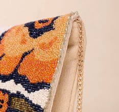 Floral Reverie Hand-Beaded Sling Clutch with Chain Strap