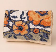 Floral Reverie Hand-Beaded Sling Clutch with Chain Strap
