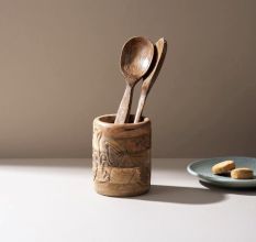 Artisan Leaf-Engraved Spoon Stand