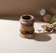 Hand-Turned Wooden Utensil Stand
