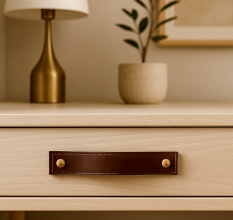 Handmade Brown Leather Drawer Pull Door Handle