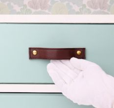 Handmade Brown Leather Drawer Pull Door Handle