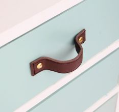 Handmade Brown Leather Drawer Pull Door Handle