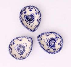 Handmade Blue and White Ceramic Diwali Diya For Mandir Decoration-Pack of 3