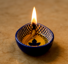 Blue and White Design Ceramic Diwali Diya-Pack of 3