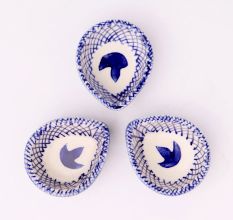 Blue and White Design Ceramic Diwali Diya-Pack of 3