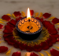 Blue and White Ceramic Diwali Diya For Festival Decoration-Pack of 3