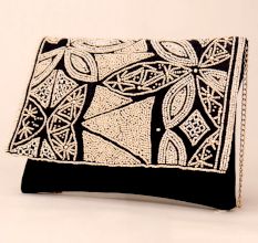 Tribal Mosaic Beaded Clutch with Elegant Chain Strap