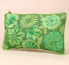 Meadow Bloom Hand-Beaded Embroidered Pouch