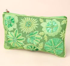 Meadow Bloom Hand-Beaded Embroidered Pouch