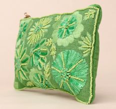 Meadow Bloom Hand-Beaded Embroidered Pouch