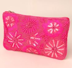 Rosé Radiance Hand-Beaded Sequin Pouch