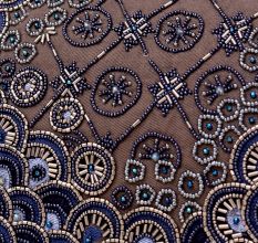 Celestial Bloom Hand-Beaded Clutch with Elegant Chain Strap