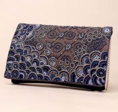 Celestial Bloom Hand-Beaded Clutch with Elegant Chain Strap
