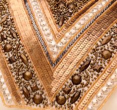 Golden Mirage Hand-Embroidered Party Clutch with Chain Strap