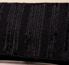 Noir Elegance Chevron Beaded Clutch with Chain Strap