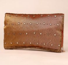 Regal Radiance Multicolor Embroidered Clutch with Mirror Work & Chain Strap