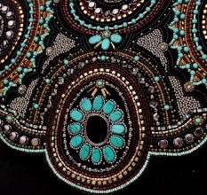 Majestic Medallion Hand-Beaded Clutch with Gold Chain Strap
