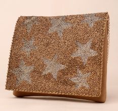 Celestial Spark Beaded Evening Clutch with Chain Strap