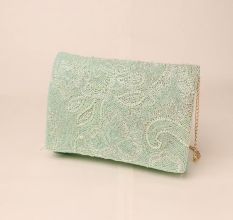 Bloom Hand-Embroidered Clutch with Elegant Chain Strap
