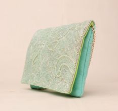 Bloom Hand-Embroidered Clutch with Elegant Chain Strap
