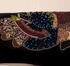 Majestic Winged Muse Beaded Evening Clutch with Chain Strap
