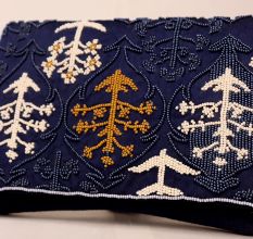 Twilight Canopy Hand-Beaded Clutch with Chain Strap