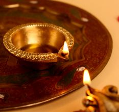 Round Handmade Brass Golden Diwali Diya For Temple Decor