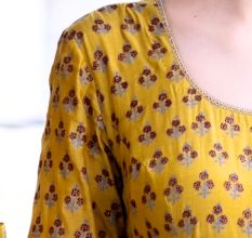 Yellow Gathered Anarkali Set
