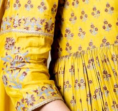 Yellow Gathered Anarkali Set