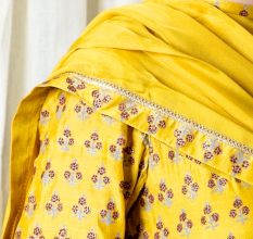 Yellow Gathered Anarkali Set